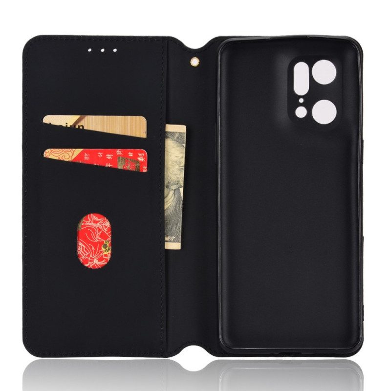 Folio Cover Oppo Find X5 Pro Custodia in pelle Effetto Pelle Diamante 3d