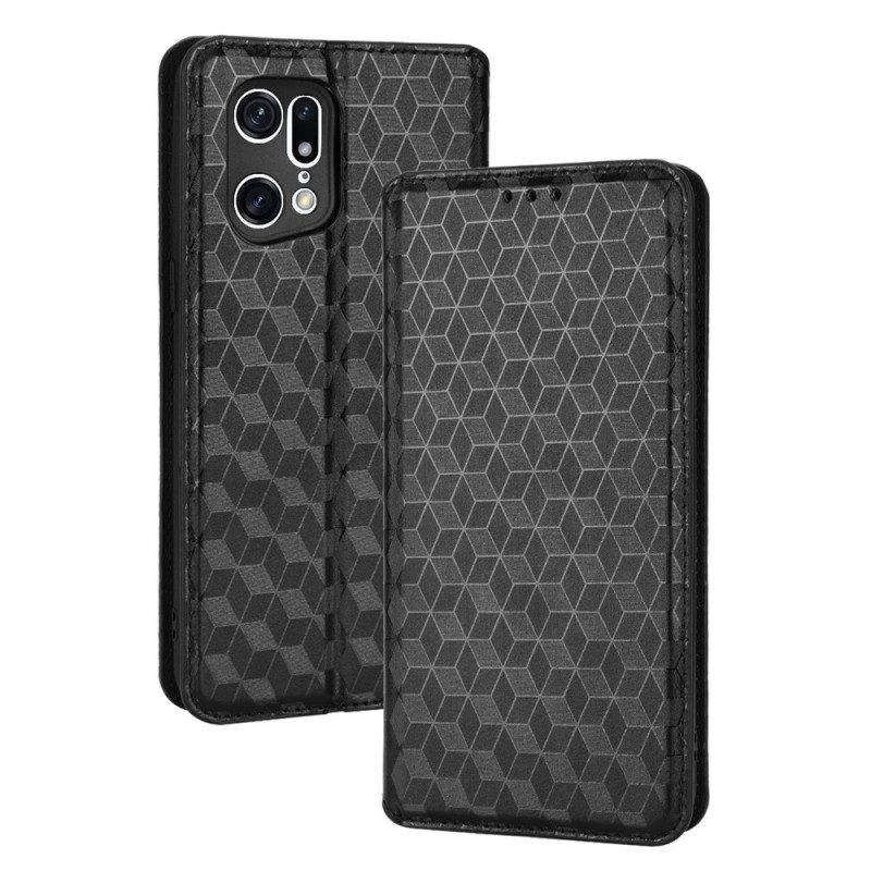 Folio Cover Oppo Find X5 Pro Custodia in pelle Effetto Pelle Diamante 3d