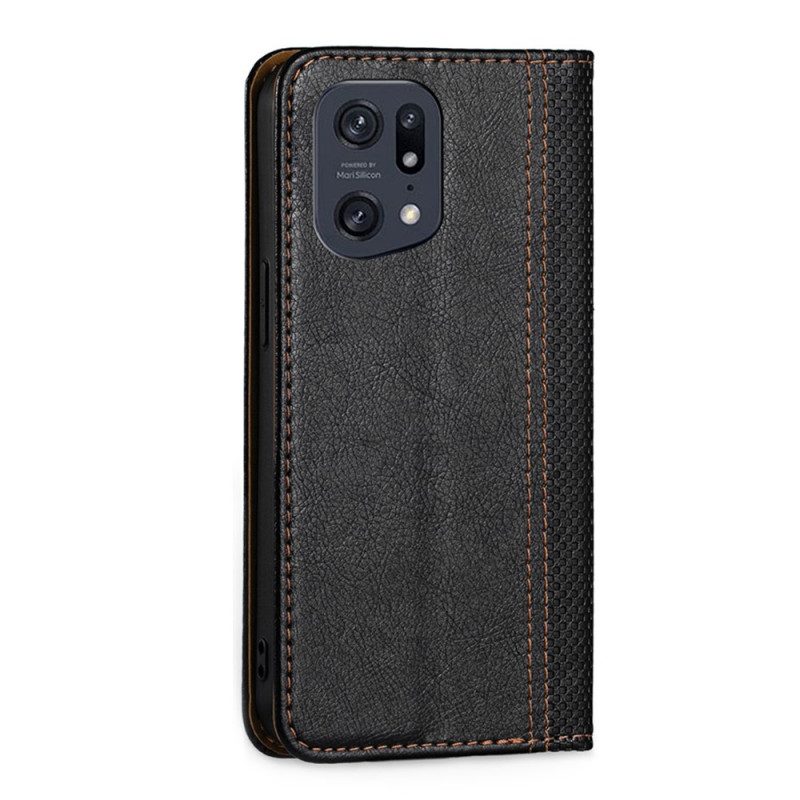 Folio Cover Oppo Find X5 Pro Custodia in pelle Effetto Pelle Vintage