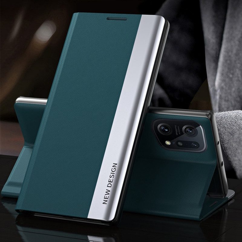 Folio Cover Oppo Find X5 Pro Custodia in pelle Nuovo Design