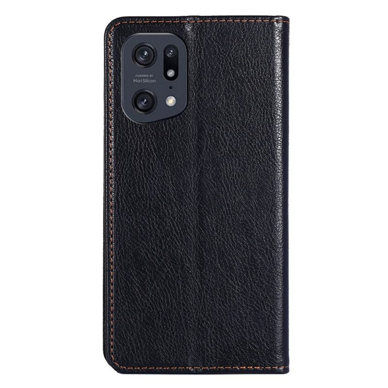 Folio Cover Oppo Find X5 Pro Custodia in pelle Tinta Unita