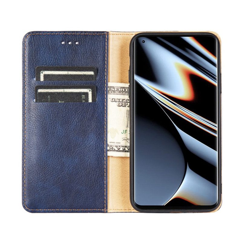 Folio Cover Oppo Find X5 Pro Custodia in pelle Tinta Unita