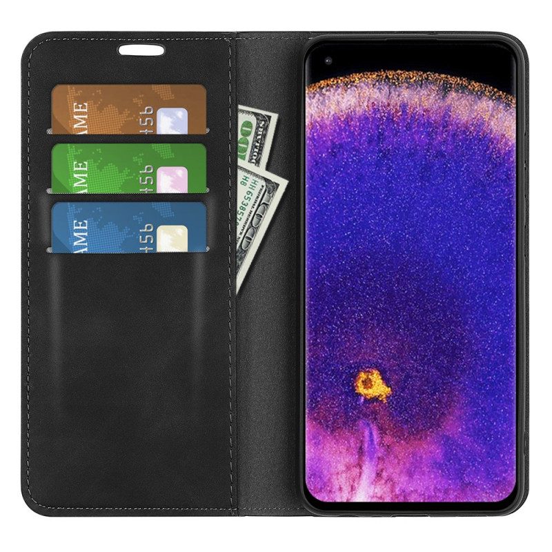 Folio Cover Oppo Find X5 Pro Custodia in pelle Tocco Di Pelle