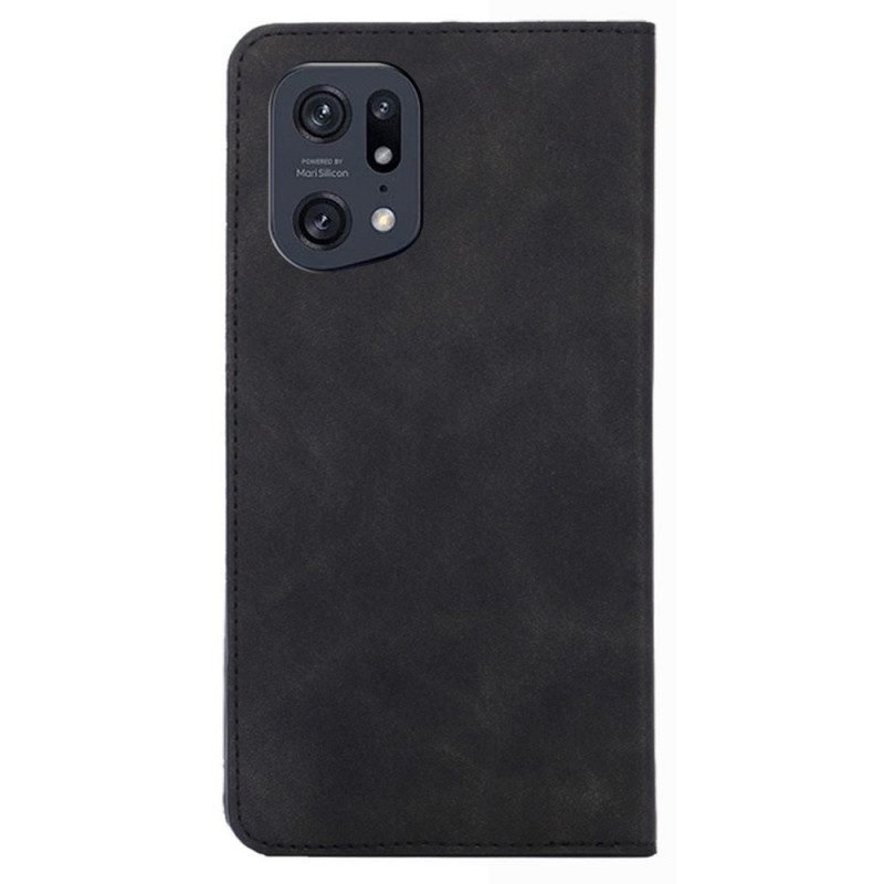 Folio Cover Oppo Find X5 Pro Custodia in pelle Tocco Di Pelle