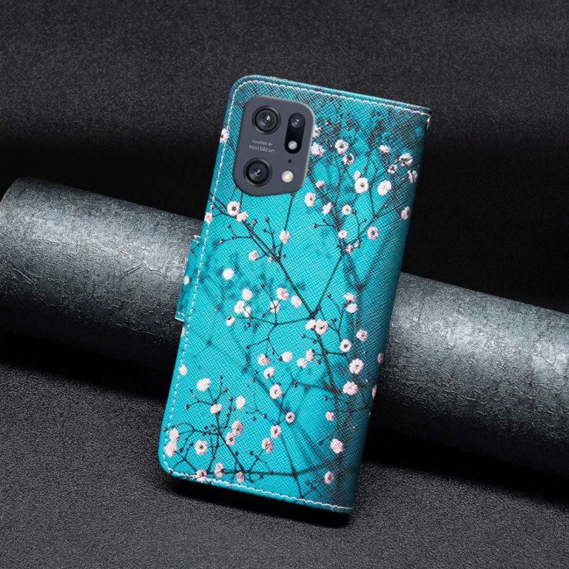 Folio Cover Oppo Find X5 Pro Rami Fioriti