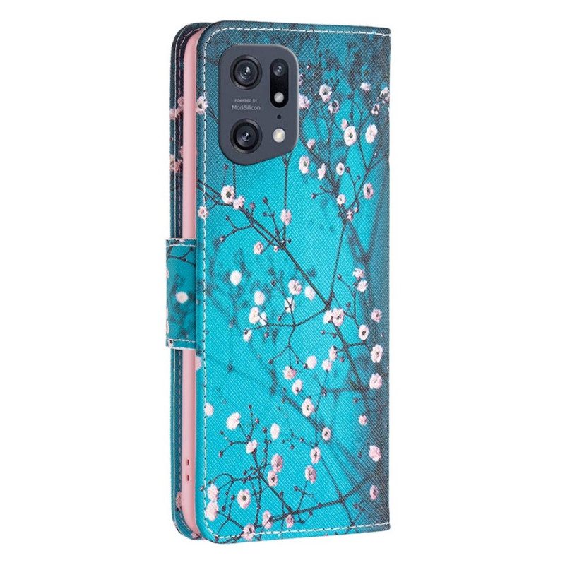 Folio Cover Oppo Find X5 Pro Rami Fioriti