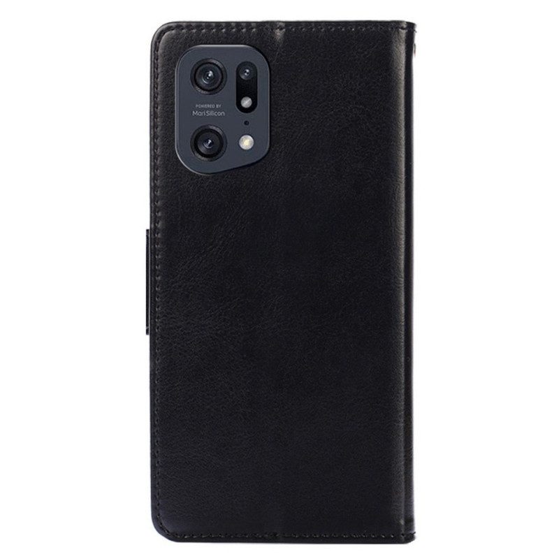 Folio Cover Oppo Find X5 Pro Stile Retrò In Pelle