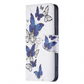 Custodia A Portafoglio iPhone 15 Farfalle In Volo