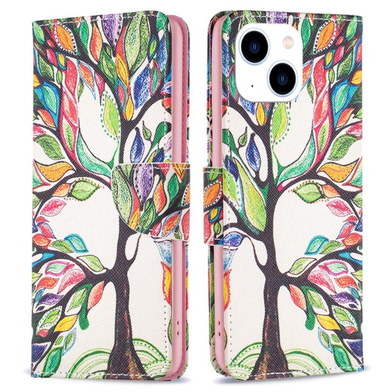 Custodia in pelle iPhone 15 Albero