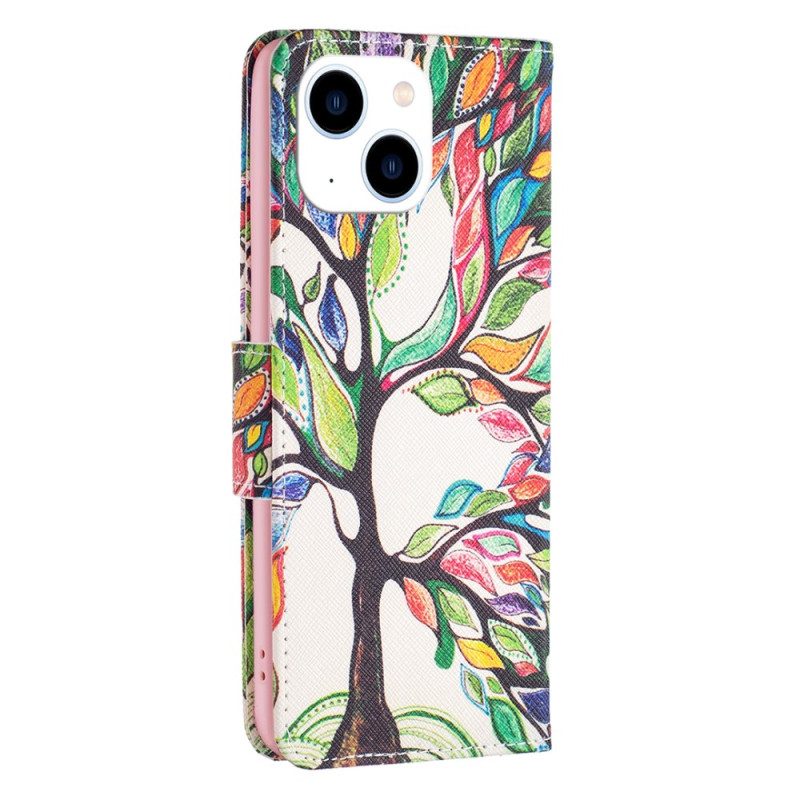 Custodia in pelle iPhone 15 Albero