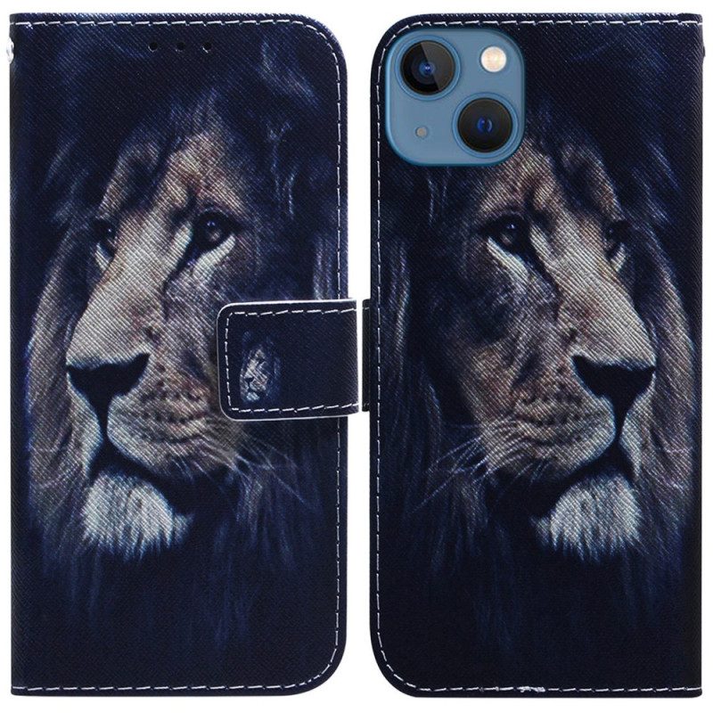 Custodia in pelle iPhone 15 Leone Sognante