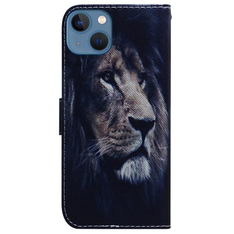 Custodia in pelle iPhone 15 Leone Sognante