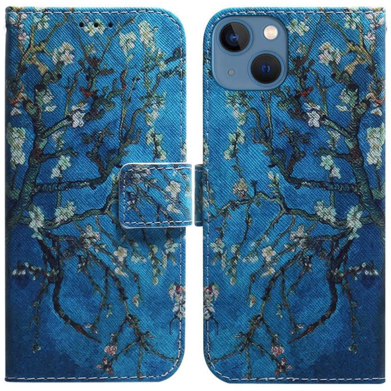 Custodia in pelle iPhone 15 Rami Fioriti