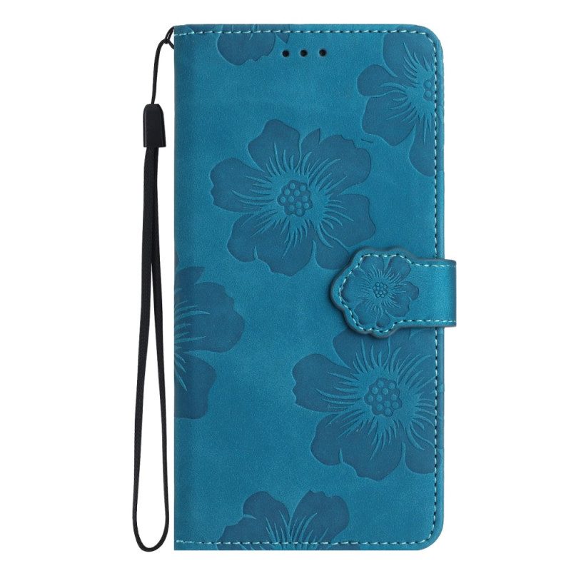 Custodia in pelle iPhone 15 Stampa Floreale