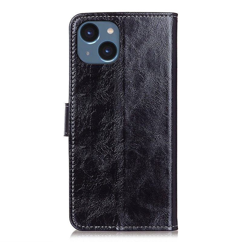 Custodia in pelle iPhone 15 Verniciato Con Cuciture A Vista