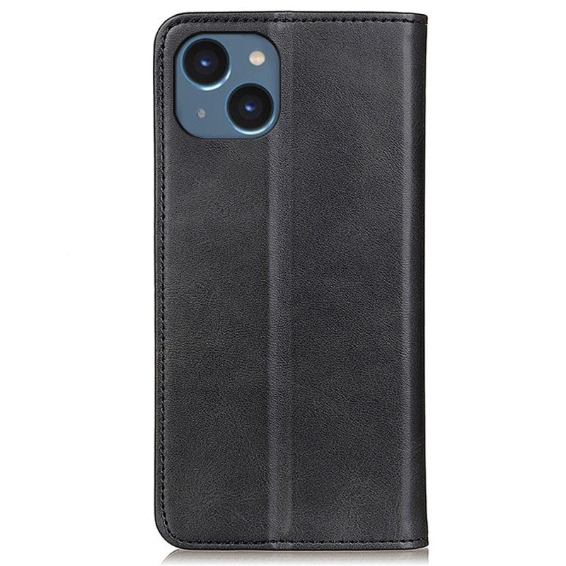 Folio Cover iPhone 15 Custodia in pelle Pelle Crosta