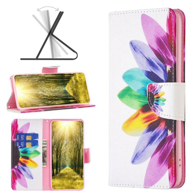 Folio Cover iPhone 15 Fiore Ad Acquerello