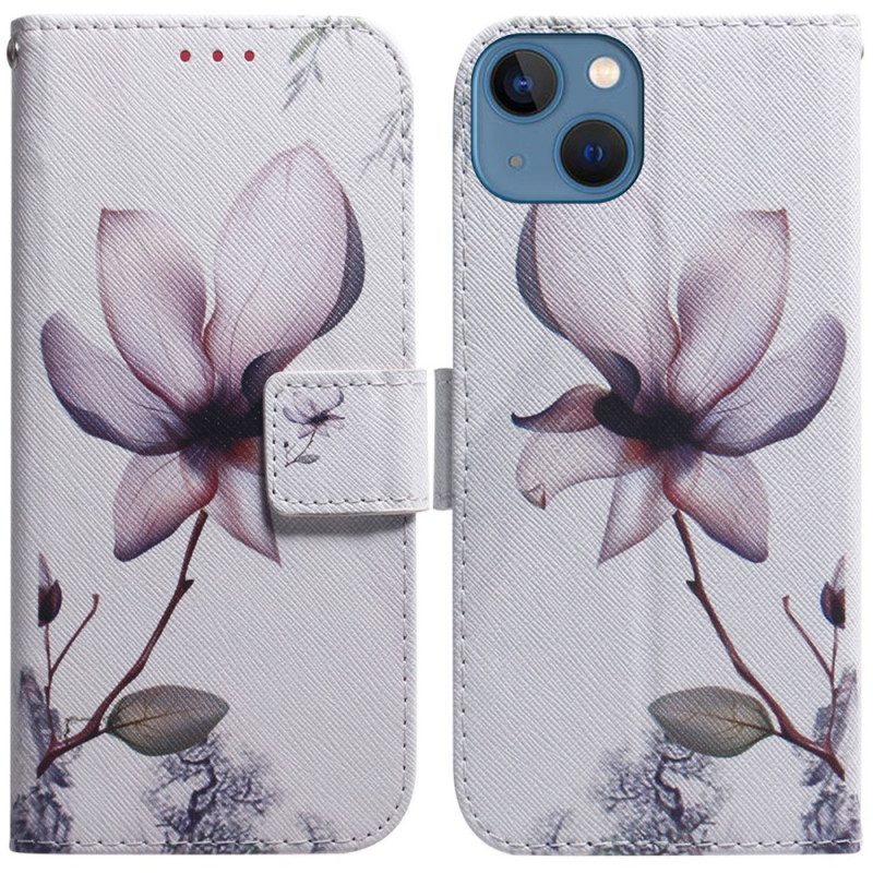 Folio Cover iPhone 15 Fiore Di Rosa Antica