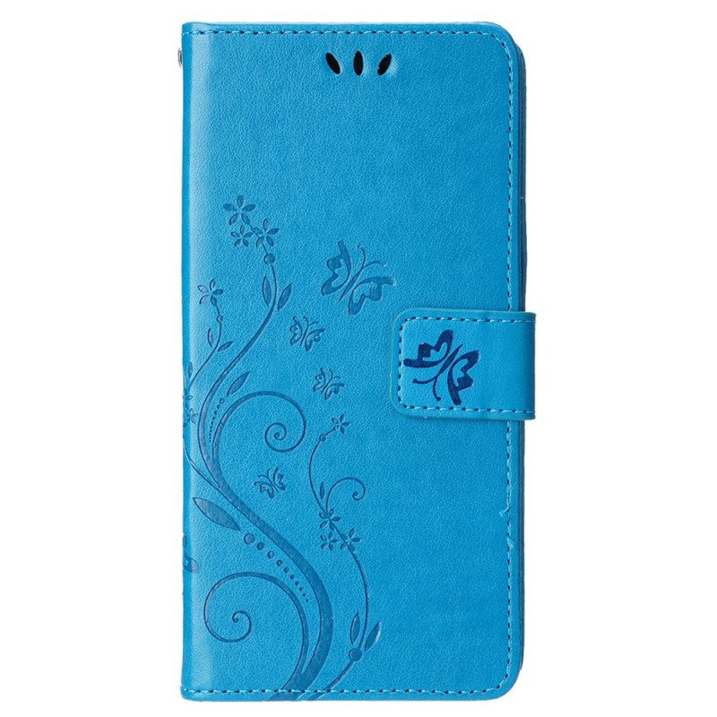 Folio Cover iPhone 15 Fiori Con Cordino