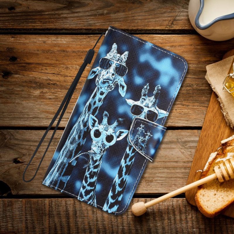 Folio Cover iPhone 15 Giraffe In Incognito Con Cinturino