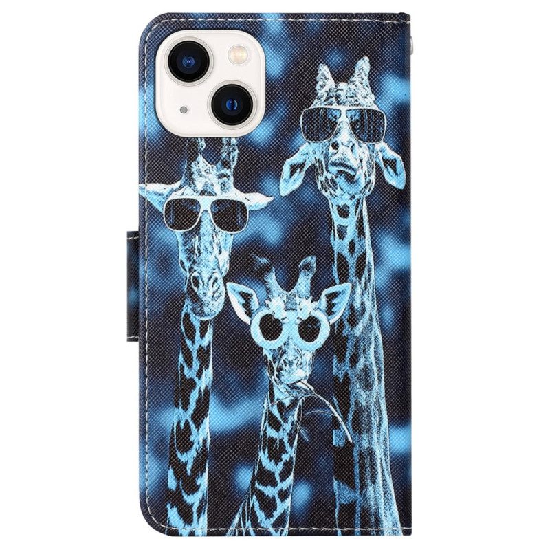 Folio Cover iPhone 15 Giraffe In Incognito Con Cinturino