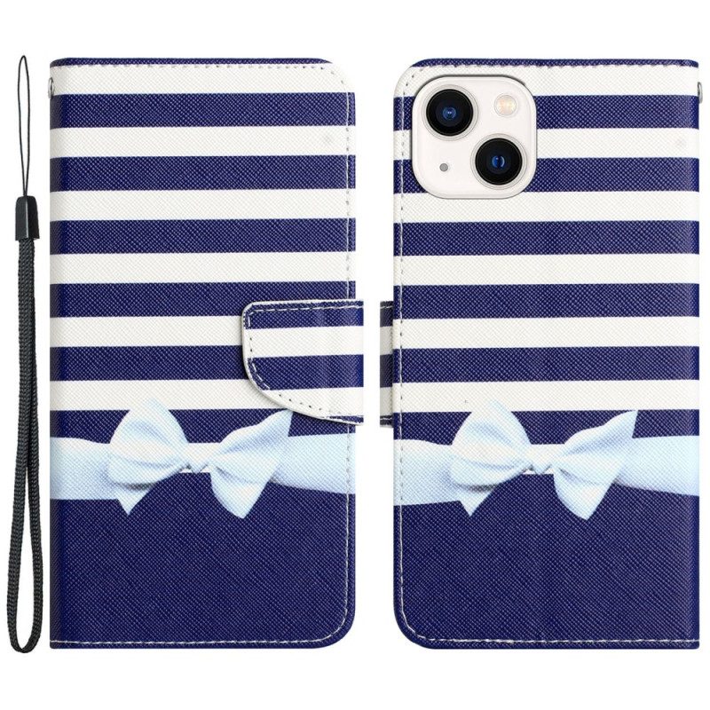 Folio Cover iPhone 15 Grazioso Top Da Marinaio Con Spalline