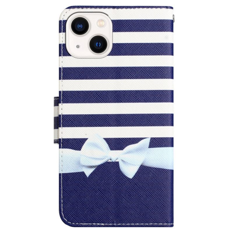 Folio Cover iPhone 15 Grazioso Top Da Marinaio Con Spalline