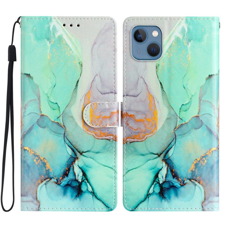 Folio Cover iPhone 15 Marmo Decorativo Con Cinturino