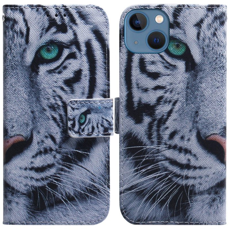 Folio Cover iPhone 15 Tigre Bianca