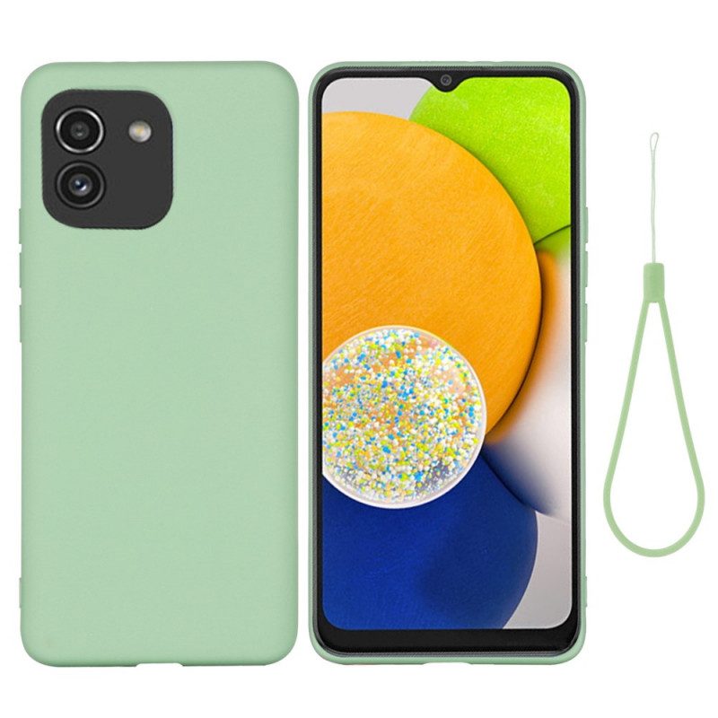 Cover Samsung Galaxy A03 Silicone Liquido Con Cordino