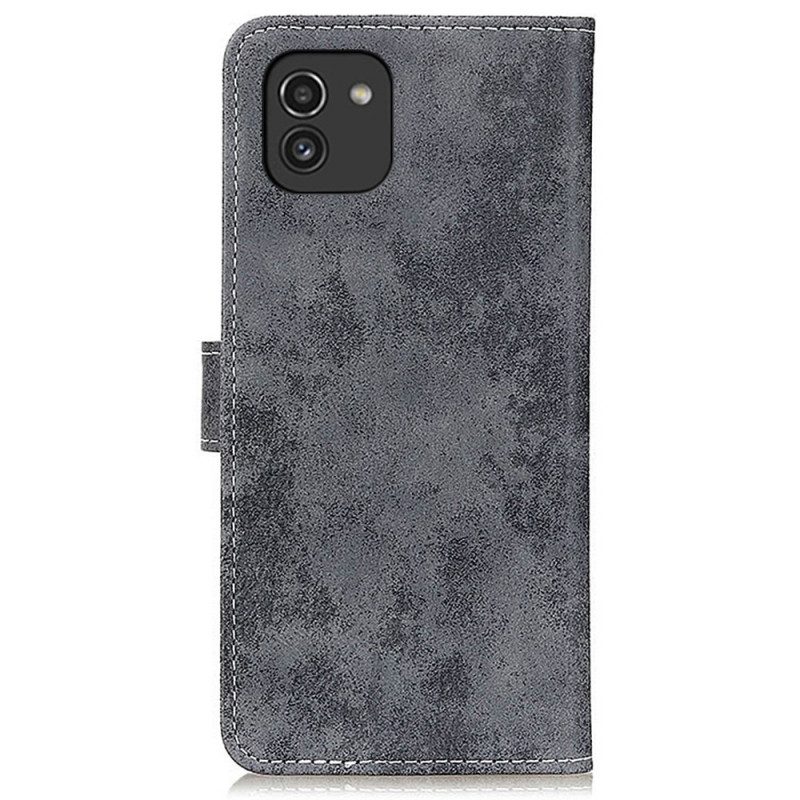 Custodia A Portafoglio Samsung Galaxy A03 Effetto Pelle Vintage