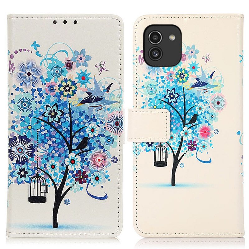 Custodia in pelle Samsung Galaxy A03 Albero In Fiore