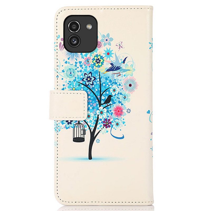 Custodia in pelle Samsung Galaxy A03 Albero In Fiore