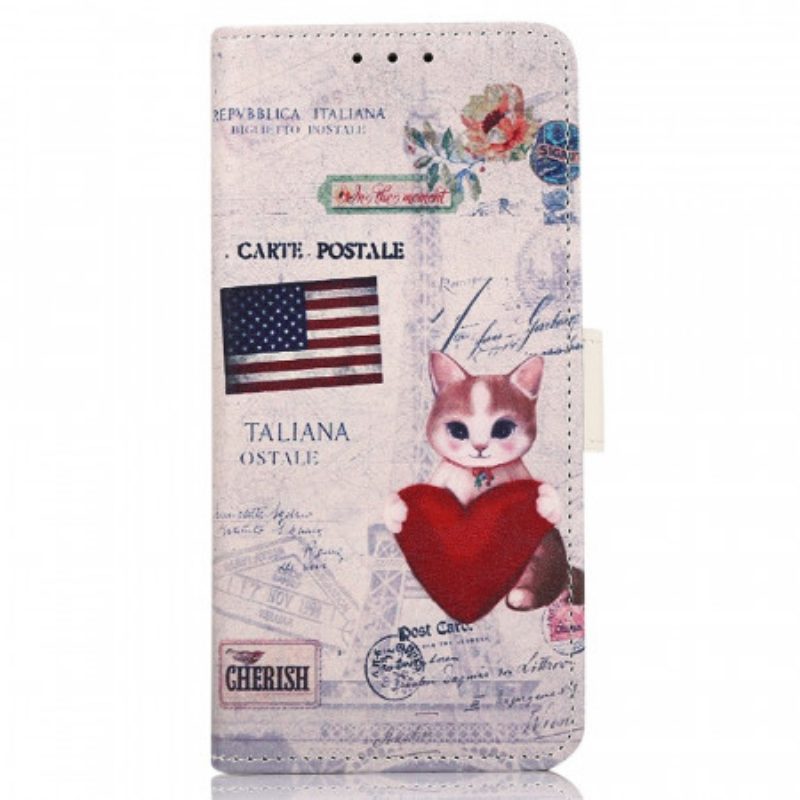 Custodia in pelle Samsung Galaxy A03 Gatto Viaggiatore