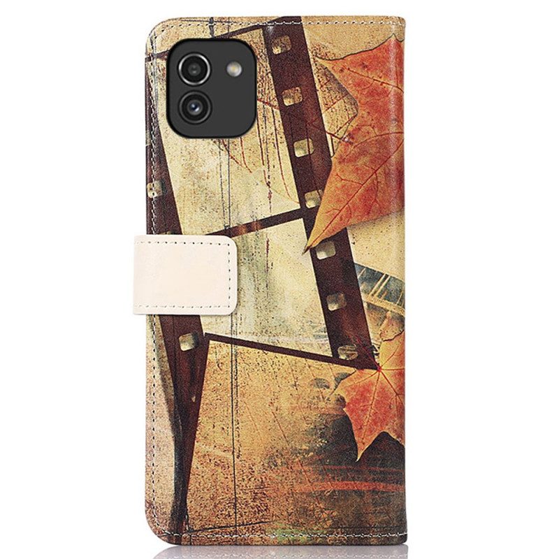 Custodia in pelle Samsung Galaxy A03 Torre Eiffel In Autunno