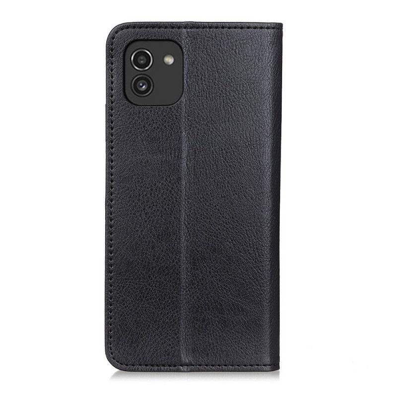 Folio Cover Samsung Galaxy A03 Custodia in pelle Litchi Design In Pelle