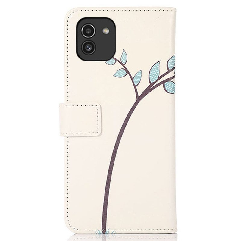 Folio Cover Samsung Galaxy A03 Paio Di Gufi Sull'albero