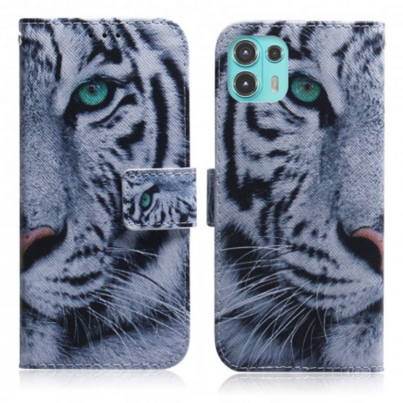 Custodia in pelle Motorola Edge 20 Lite Faccia Da Tigre