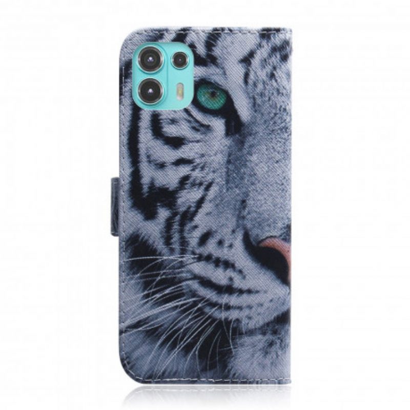 Custodia in pelle Motorola Edge 20 Lite Faccia Da Tigre