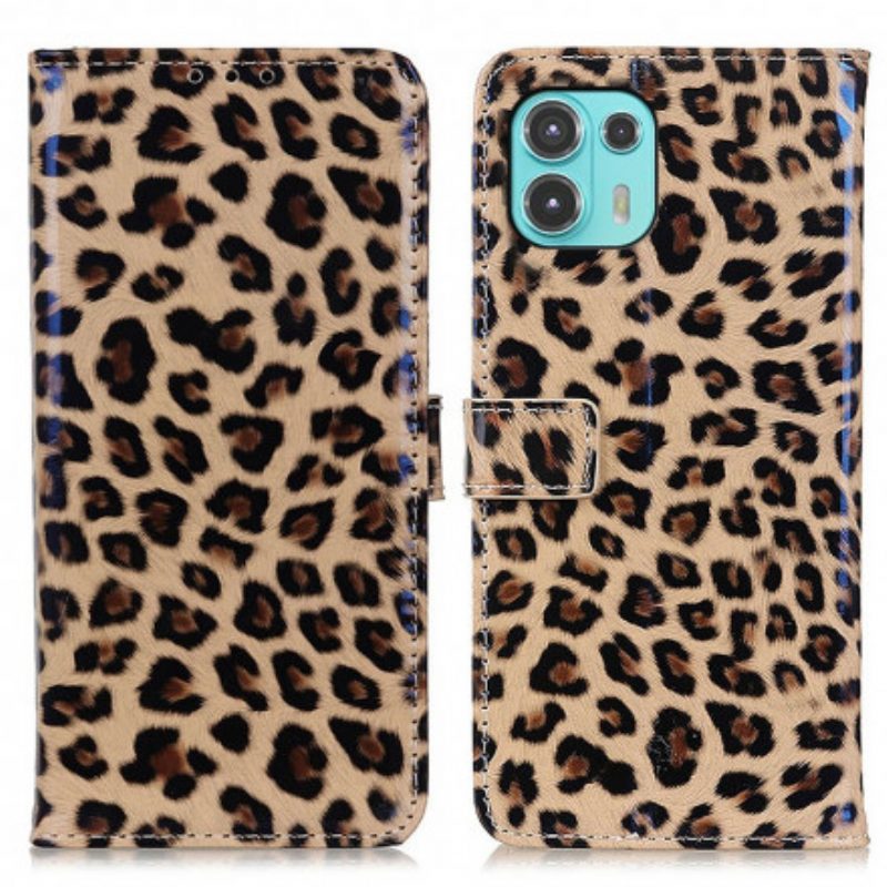 Custodia in pelle Motorola Edge 20 Lite Leopardo