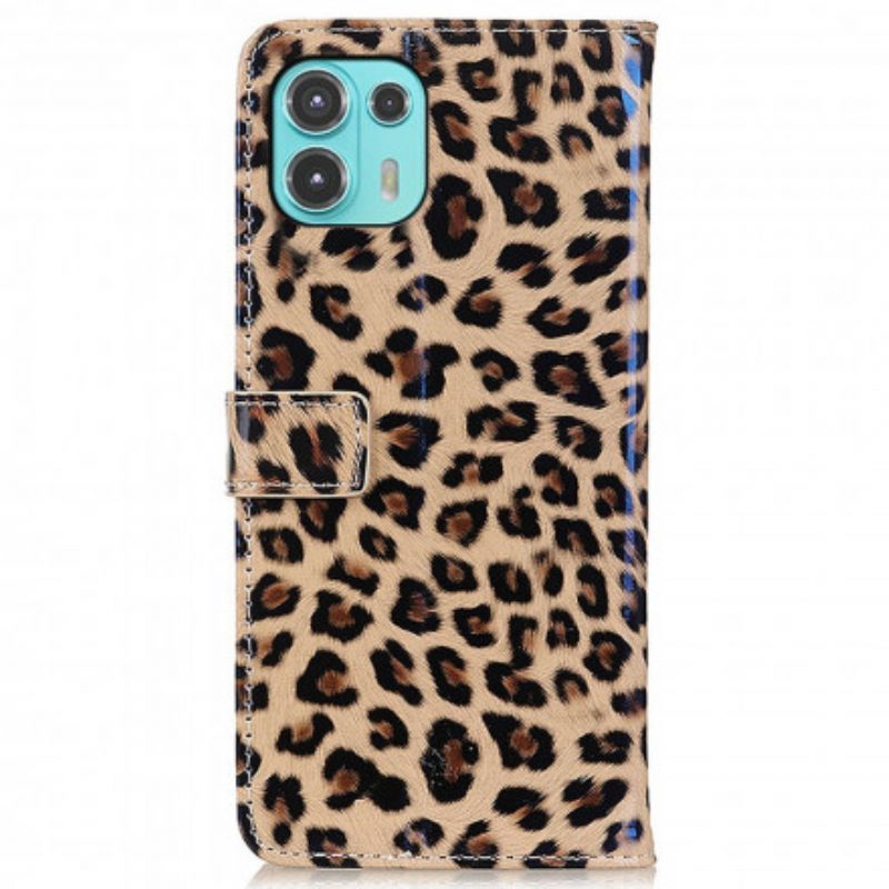 Custodia in pelle Motorola Edge 20 Lite Leopardo