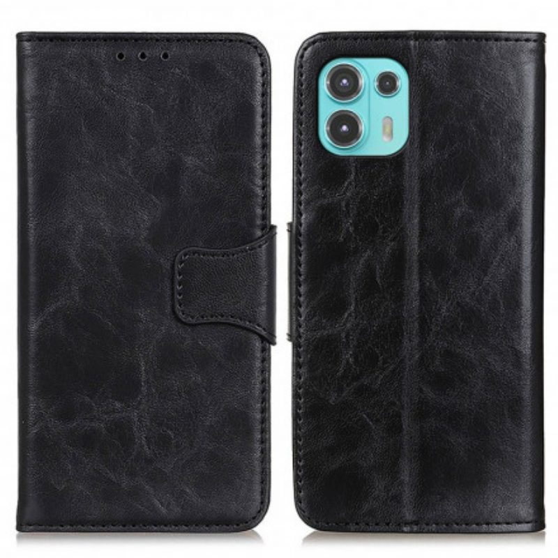 Folio Cover Motorola Edge 20 Lite Chiusura Reversibile In Pelle Crosta