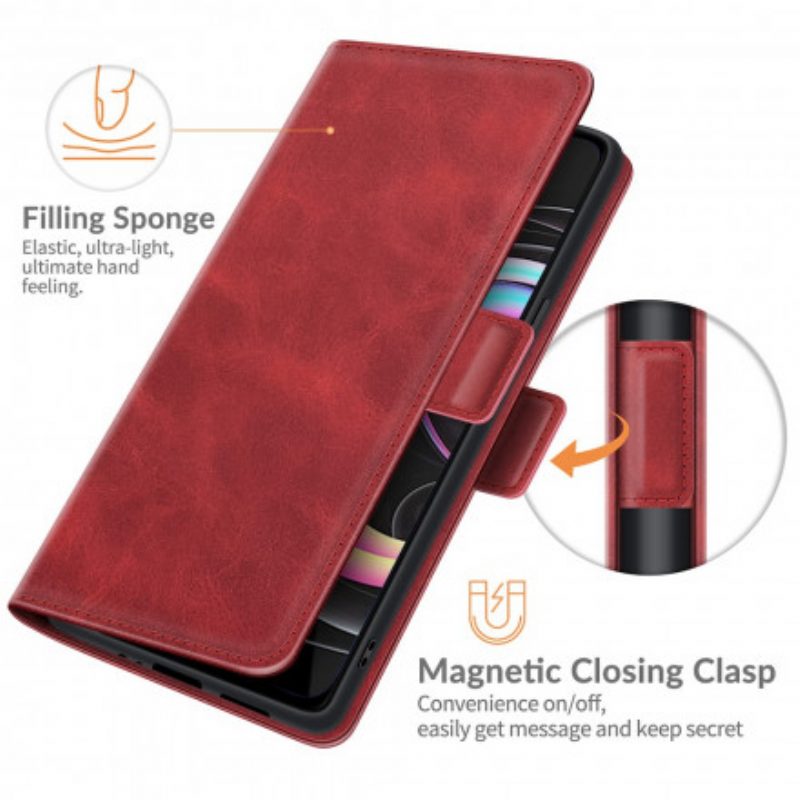 Folio Cover Motorola Edge 20 Lite Custodia in pelle Doppia Patta Classica