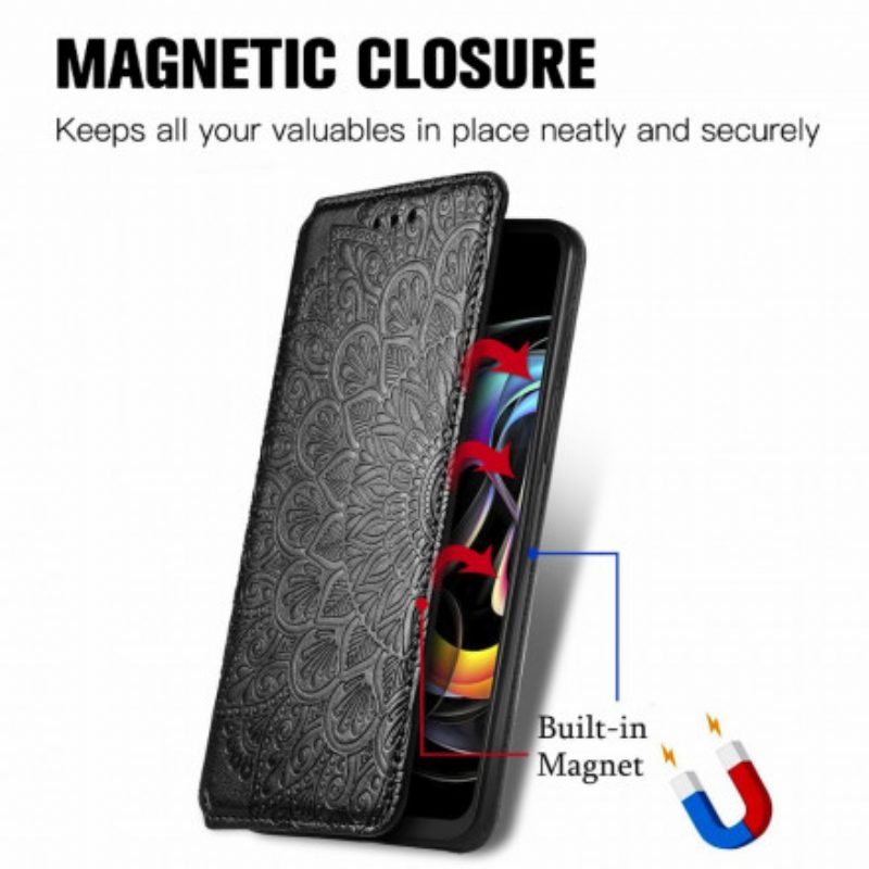 Folio Cover Motorola Edge 20 Lite Custodia in pelle Mandala