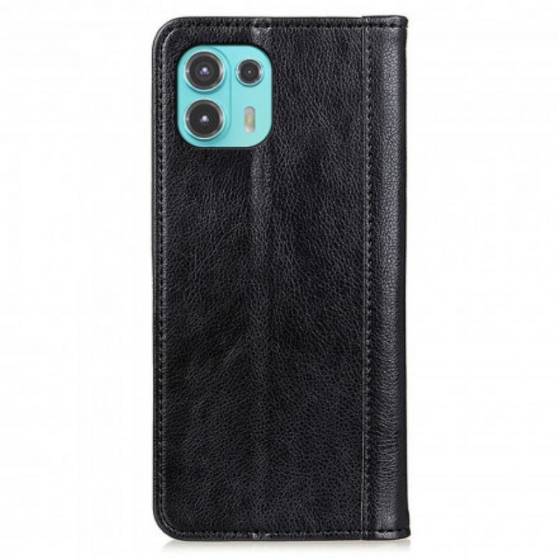 Folio Cover Motorola Edge 20 Lite Custodia in pelle Versione In Crosta Di Litchi