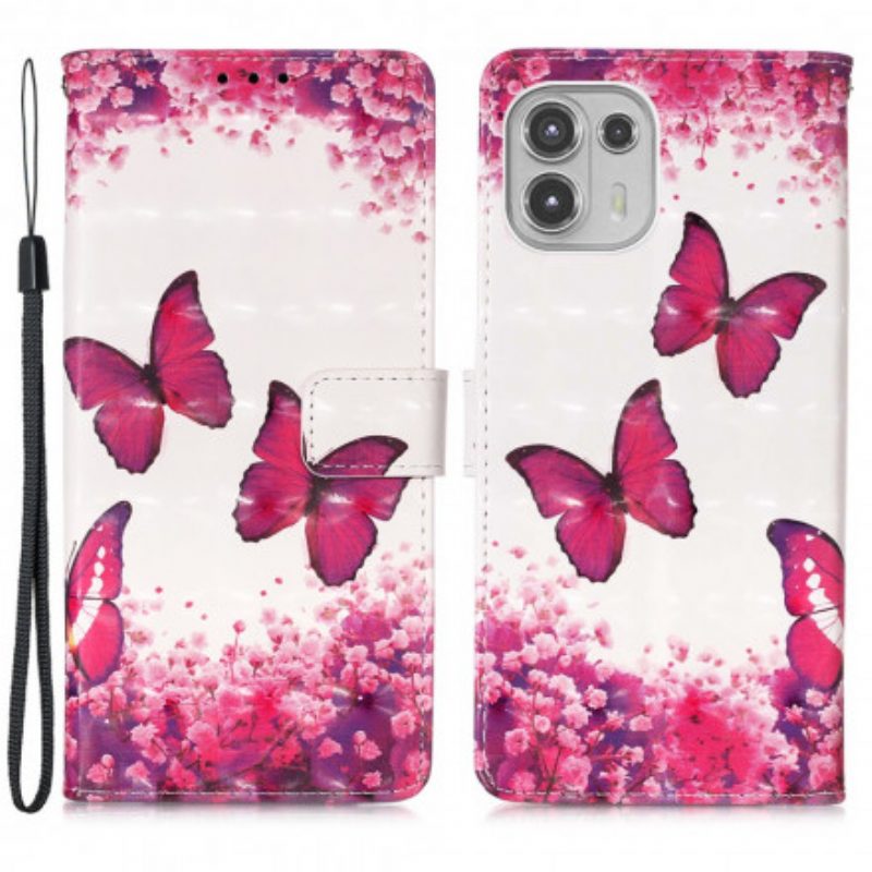 Folio Cover Motorola Edge 20 Lite Farfalle Rosse