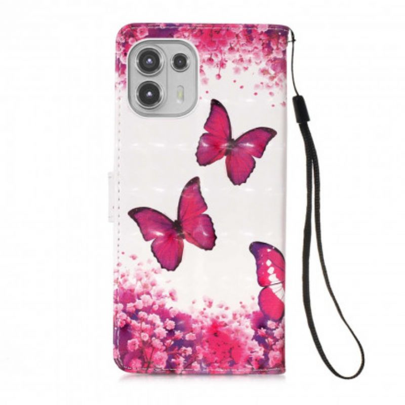 Folio Cover Motorola Edge 20 Lite Farfalle Rosse