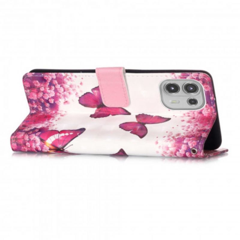 Folio Cover Motorola Edge 20 Lite Farfalle Rosse