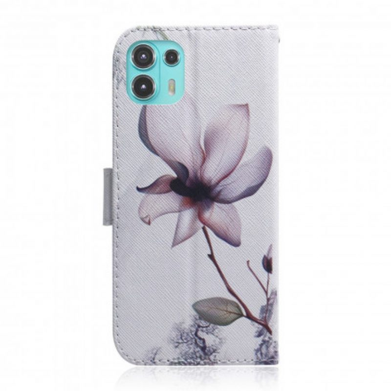 Folio Cover Motorola Edge 20 Lite Fiore Rosa Polveroso