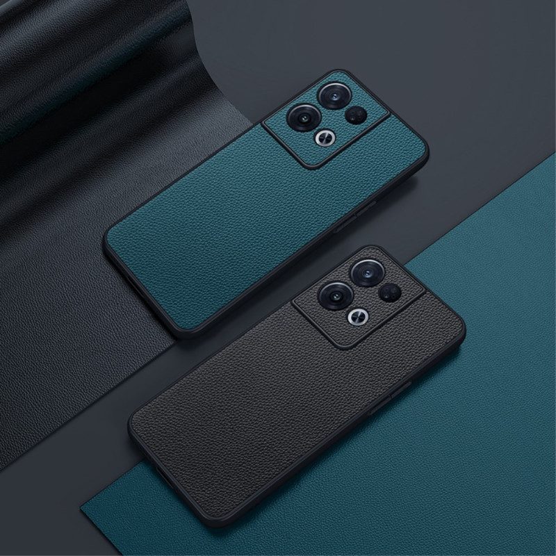 Cover Oppo Reno 8 Vera Pelle Di Litchi